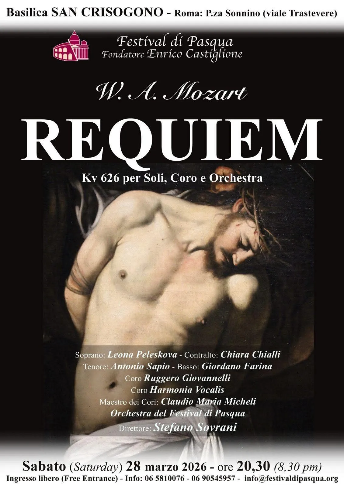 Locandina: Mozart, Requiem in re minore K 626, sabato 28 marzo 2026, Roma