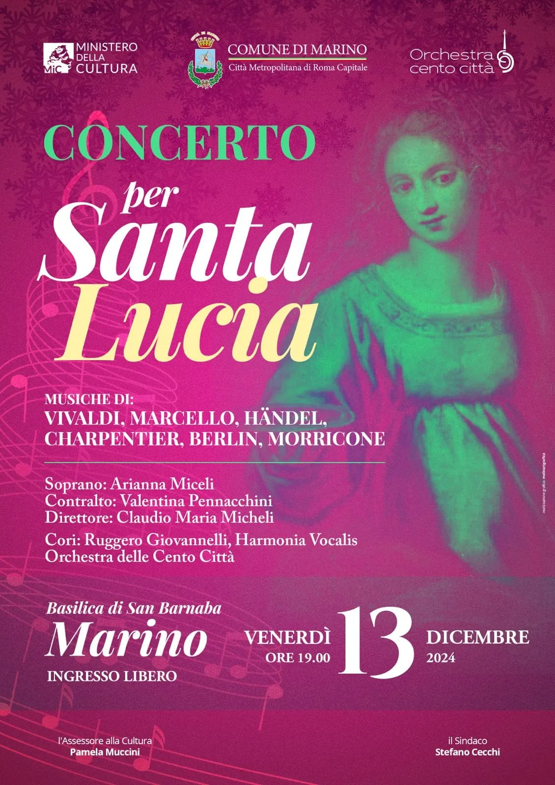 Locandina: Concerto per Santa Lucia, venerdì 13 dicembre 2024, Marino