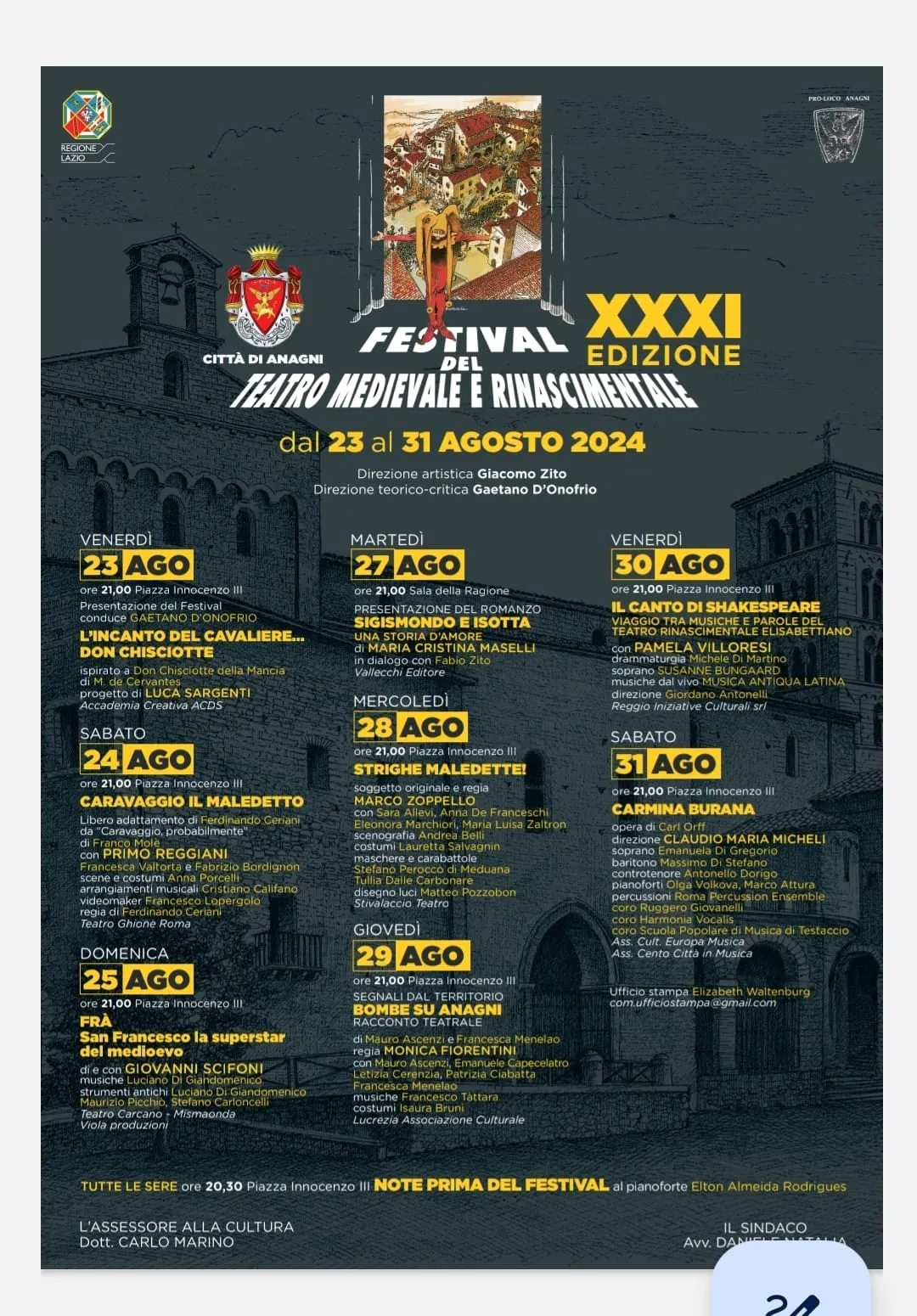 Poster: Orff, Carmina Burana, saturday 31 August 2024, Anagni