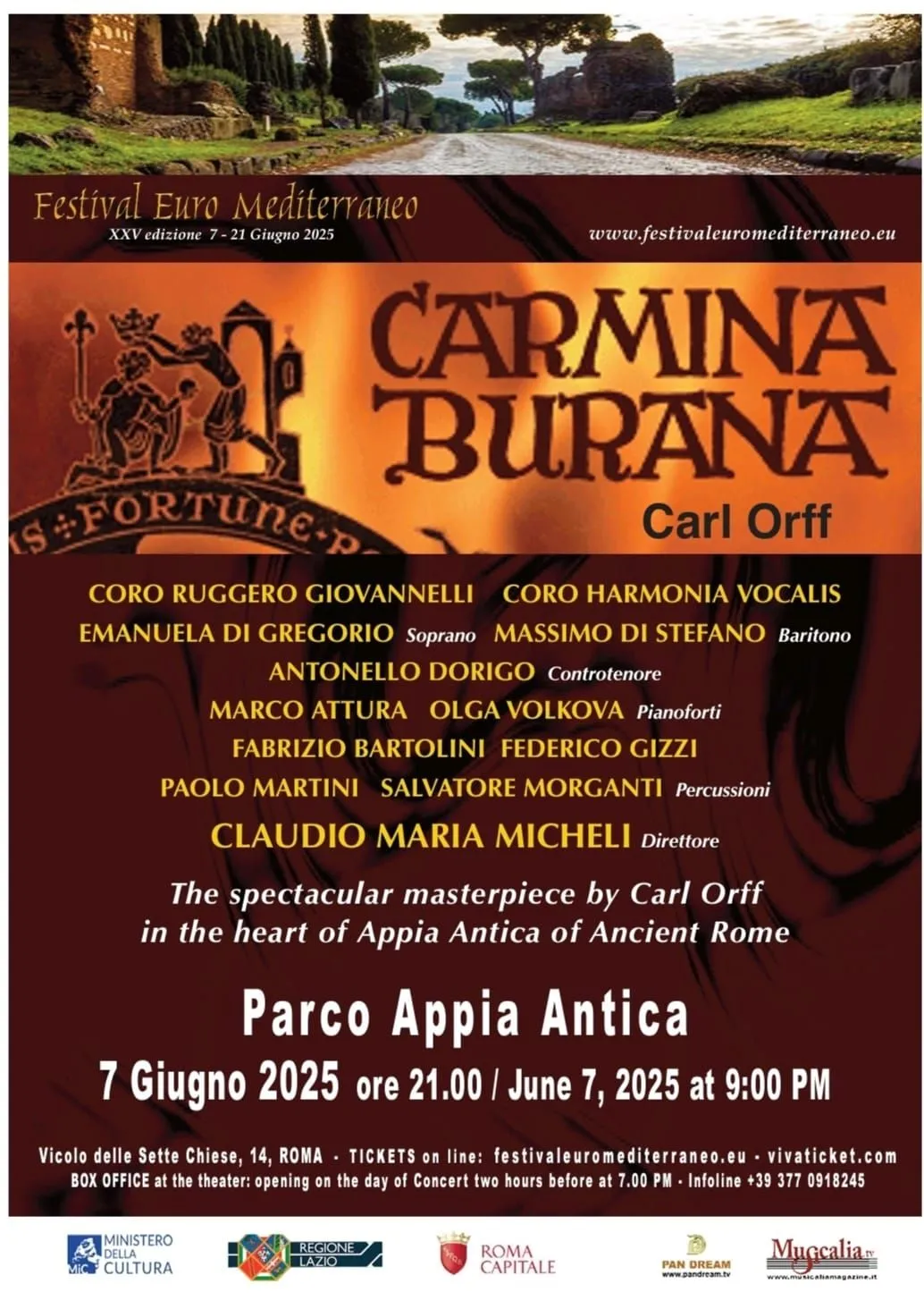 Poster: Orff, Carmina Burana, saturday 7 June 2025, Rome