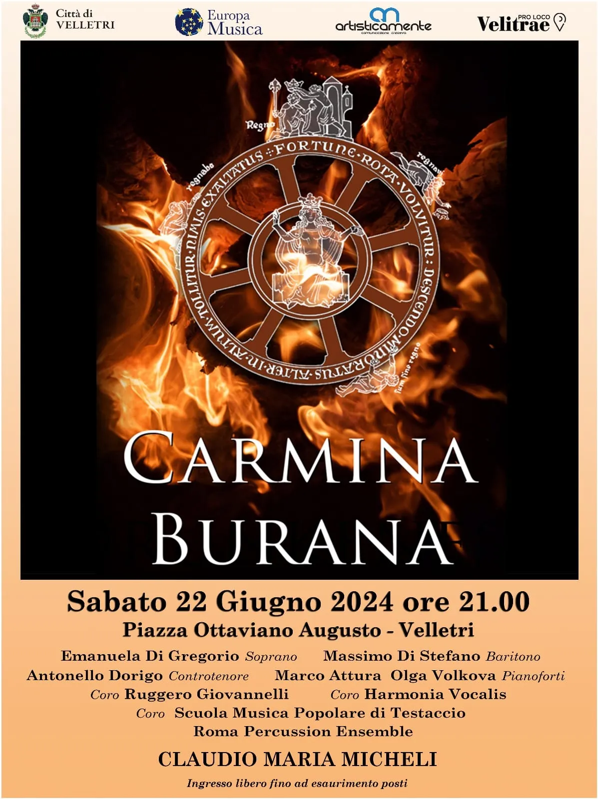 Locandina: Orff, Carmina Burana, sabato 22 giugno 2024, Velletri