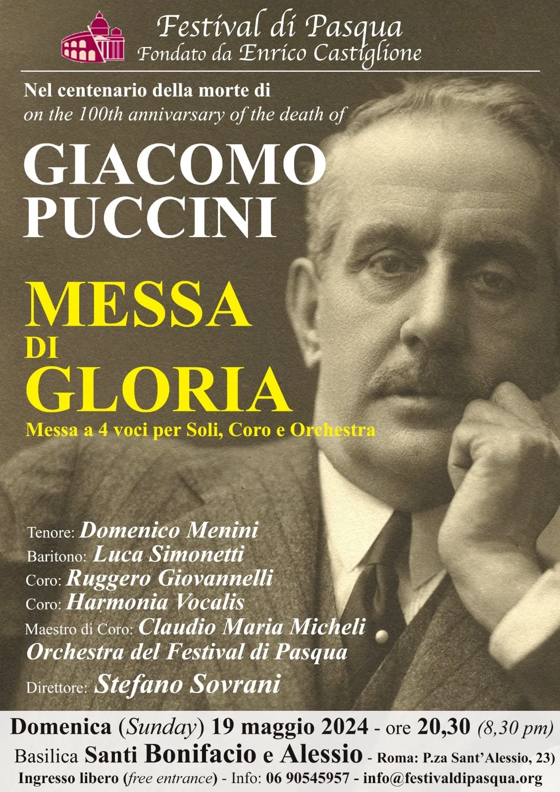 Locandina: Puccini, Messa di Gloria, domenica 19 maggio 2024, Roma